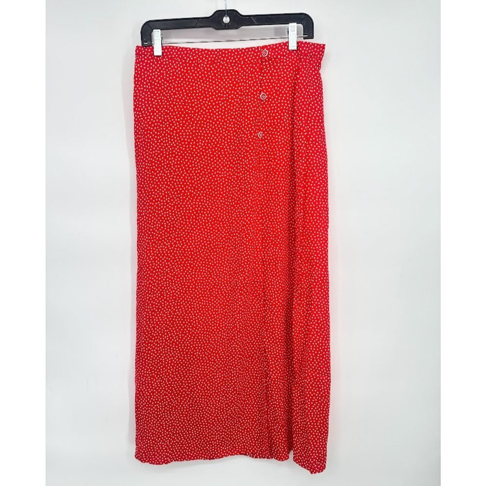 TravelSmith Red Polka Dot Wrap Maxi Skirt Medium Retro Rockabilly Old Hollywood